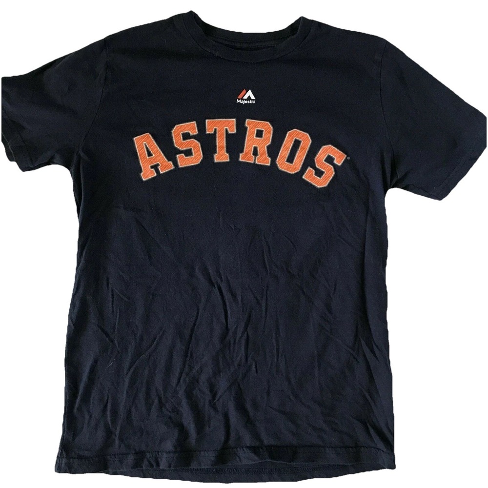 Majestic Houston Astros T-Shirt Youth L Navy Blue Excellent Carlos Correa 1 Tee - Picture 2 of 3